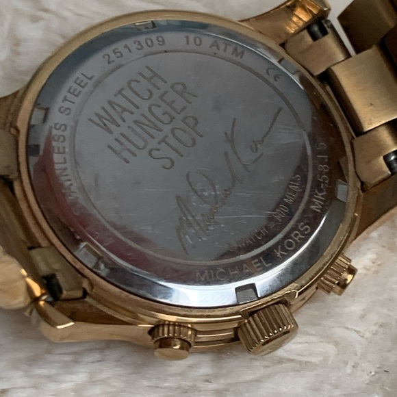 AUTHENTIC Michael Kors Stop Hunger Chronograph Turquoise Dial Ladies Watch Gold - Picture 5 of 6